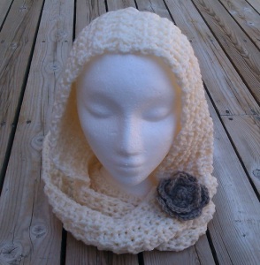 101. Cream Hooded Cowl